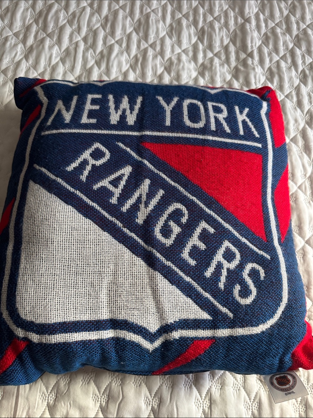 NHL New York Rangers Knit Logo Pillow in Navy, Red & White